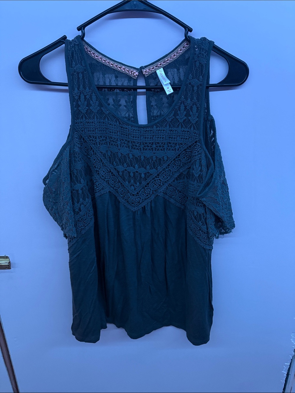 Xhilaration Dark Gray Lace Cold-Shoulder Camisole